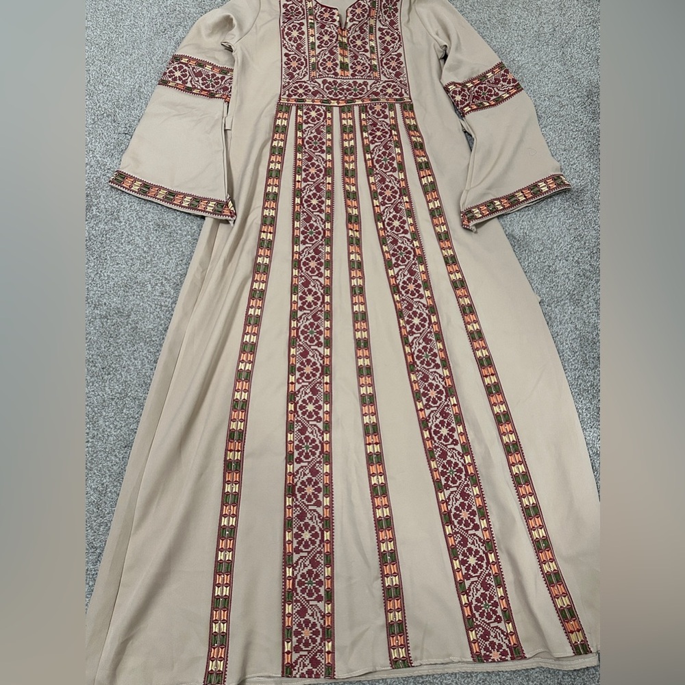 Elegant Beige Embroidered Dress